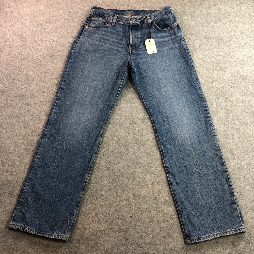 Levis Womens 501 90s Jeans 29x30 Blue Premium BIG "E" Straight Leg Button Fly